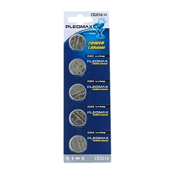 Батарейка Pleomax CR2016 BL5 Lithium 3V (5/100/2000/54000)
