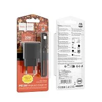 Сетевое З/У HOCO CS13A Type-C 3.0A 20W PD,QC,FCP,AFC с кабелем Type-C/Type-C черный (1/28/168)