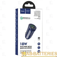 Автомобильное З/У HOCO Z39 2USB 2.4A QC3.0 синий (1/14/140)