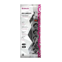 Сетевой фильтр Defender ES largo 3 5р.С/З 10A 3.0м 125 Дж черный (1/30)