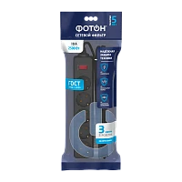 Сетевой фильтр Фотон SP 10-35ES 5р.С/З 10A 3.0м 3х0.75мм² с выкл. черный (1/20)