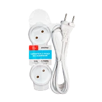 Удлинитель Smartbuy NEW 3р.Б/З 10A 1.5м ПВС 2x1мм² белый (1/40)