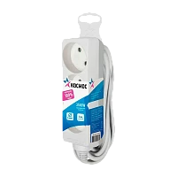 Удлинитель Космос 3р.Б/З 16A 3.0м ПВС 2x1мм² белый (1/20)