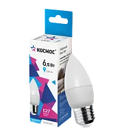 Лампа светодиодная Космос CN E27 6.5W 4500К 220V свеча матовая (1/10/80)