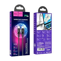 Кабель HOCO X14 Lightning (m)-Type-C (m) 1м 3.0A 20W нейлон черный (1/20/200)