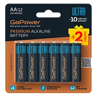 Батарейка GoPower ULTRA LR6 AA BL10+2 Щелочная 1.5V (12/72/576)