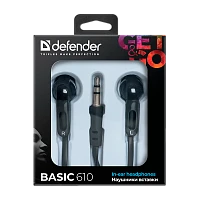 Наушники внутриканальные Defender 610 Basic черный (1/50)