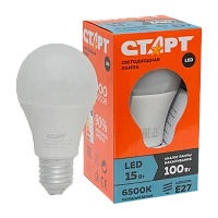 Лампа светодиодная Старт GLS E27 15W 6500К 220V груша Eco матовая (1/10/100)