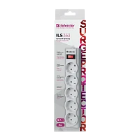 Сетевой фильтр Defender ILS 353 5р.С/З 10A 3.0м 125 Дж белый (1/30)