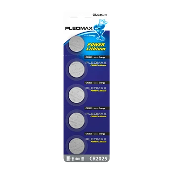 Батарейка Pleomax CR2025 BL5 Lithium 3V (5/100/2000/80000)