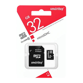 Карта памяти microSD Smartbuy 32GB Class10 10 МБ/сек с адаптером