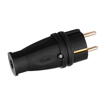 Вилка электрическая Volsten Sb1-PZ Black С/З 16A IP44 прямая черный (1/10/100)