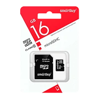 Карта памяти microSD Smartbuy 16GB Class10 10 МБ/сек с адаптером