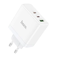 Сетевое З/У HOCO N30 1USB/2Type-C 65W QC3.0 с кабелем Type-C-Type-C 60W белый (1/12/120)