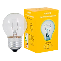 Лампа накаливания Старт E27 60W 230V шар ДШ прозрачная (1/100)