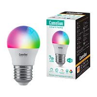 Лампа светодиодная Camelion G45 E27 7W 220V шар Smart Home RGB+WiFi LSH7 (1/10/100)