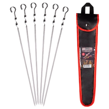 Шампуры Ecos 450х10х0.7мм угловой с витком 6шт. в чехле (1/20)