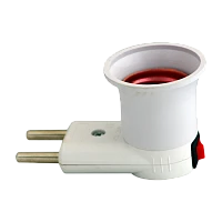 Переходник Volsten V03-PA-PL-E27 с выключателем вилка/Е27, пластиковый, 220V/4A (1/50/200)