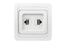 Розетка компьютер+телефон RJ-45+Phone одинарная белая "Марс" Smartbuy (SBE-02w-S1-RJPH) /1/10/100