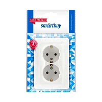 Розетка Smartbuy 2-местная с заземлением 16А белая, керамика "Венера"