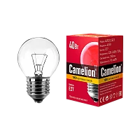 Лампа накаливания Camelion E27 40W 220V шар прозрачная (1/100)