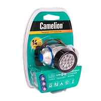 Фонарь налобный Camelion LED5312-14F4 14LED 4 режима +3AAA серебряный (1/6/48)