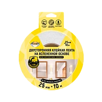 Клейкая лента Aviora 25*10мм двусторонняя для крепления зеркал вспененная основа белый (1/36)