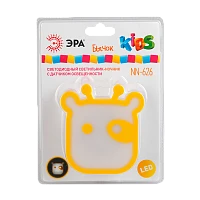 Ночник ЭРА NN-626 3LED 0.5W 220V в розетку с фотосенсором желтый (1/12)