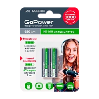 Аккумулятор предзаряженный RTU GoPower HR03 AAA Б/УП NI-MH 950mAh с плоским контактом  (50/1000)