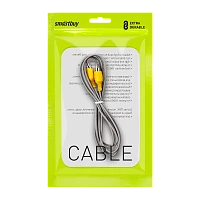 Кабель Smartbuy KA-111 1xRCA (m)-1xRCA (m) 1.8м силикон серый (1/10)