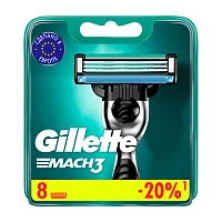 Сменные кассеты Gillette "MACH3" 3 лезвия 8шт. (цена за 1 шт) в картонной упаковке (8/80)