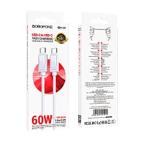 Кабель Borofone BX109 Type-C (m)-Type-C (m) 1м 3.0A 60W ПВХ белый (1/360)