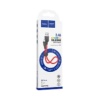 Кабель HOCO X21 Plus USB (m)-Lightning (m) 0.25м 2.4A силикон черный красный (1/30/300)
