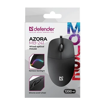 Мышь проводная Defender MB-241 Azora классическая USB черный (1/100)