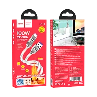 Кабель HOCO U113 USB (m)-Lightning (m) 1м 2.4A силикон серебряный (1/22/220)