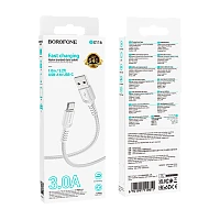 Кабель Borofone BX116 USB (m)-Type-C (m) 1м 3.0A нейлон белый (1/360)