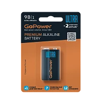 Батарейка GoPower ULTRA Крона 6LR61 BL1 Щелочная 9V (1/10/240)
