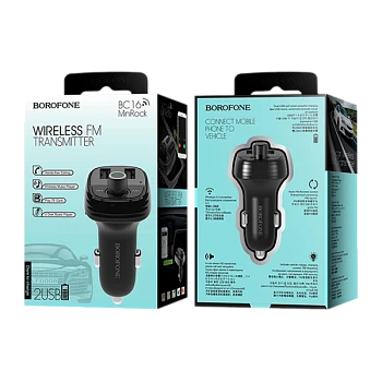 FM-трансмиттер Borofone BC16 2USB microSD bluetooth 4.2 черный (1/84)