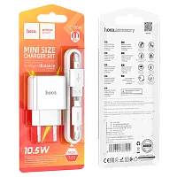 Сетевое З/У HOCO C106A 1USB 2.1A 10.5W с кабелем microUSB белый (1/30/180)