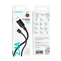 Кабель Borofone BX111 USB (m)-Lightning (m) 1м 2.4A ПВХ черный