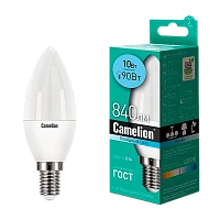 Лампа светодиодная Camelion C35 E14 10W 4500К 170-265V свеча матовая (1/10/100)