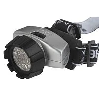 Фонарь налобный ЭРА G18 1.3W 18LED от батареек черный серебряный (1/25/100)