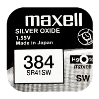 Батарейка Maxell 384 (SR41SW) BL1 Silver Oxide 1.55V 0%Hg (1/10/100)