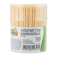 Зубочистки бамбуковые Рыжий кот 500шт, в баночке (1/50/300)