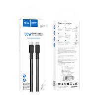 Кабель HOCO X69 Type-C (m)-Type-C (m) 1м 3.0A 60W нейлон белый черный (1/33/330)
