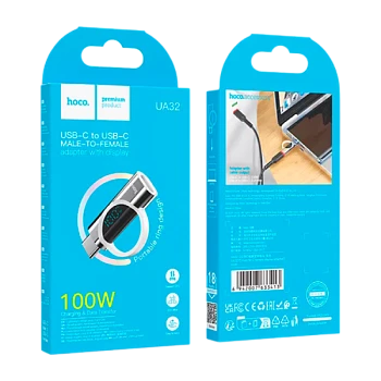 Переходник HOCO UA32 Type-C (m)-Type-C (f) дисплей серебряный
