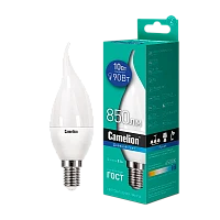Лампа светодиодная Camelion CW35 E14 10W 6500К 170-265V свеча на ветру матовая (1/10/100)