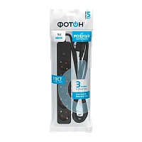 Удлинитель Фотон 16-35ЕS 5р.С/З 16A 3.0м с выкл. ПВС 3x1мм² черный (1/20)