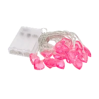 Гирлянда Космос Сердечки 3D 20LED 1,9+0,5м 2.5*1*2.3cм розовый прозрачный акрил белый теплый (1/24)