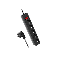 Сетевой фильтр Космос 5р.С/З 10A 1.8м 2USB ПВС 3x0.75мм² с выкл. черный (1/20)